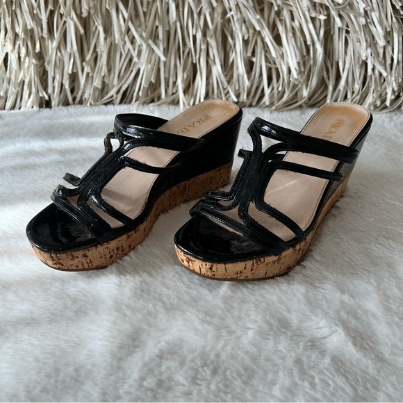 PRADA 35.5 Black Patent Leather Cage Espadrilles 5.5 6 - Picture 4 of 9